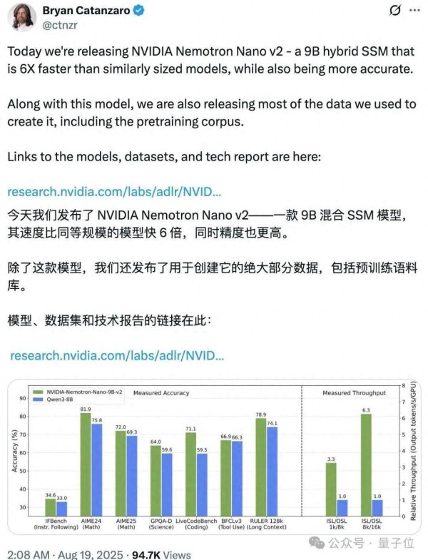 申宝策略 英伟达开源9B参数小模型，比Qwen3快6倍